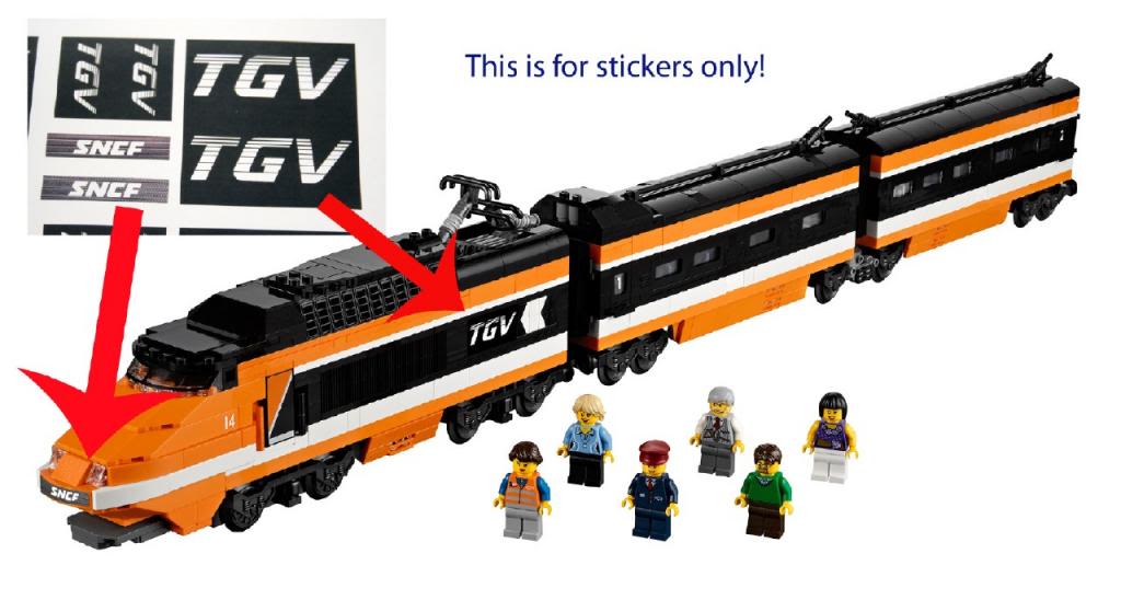 Custom/Precut Aufkleber/Sticker passend für LEGO 725 12V Freight Train and Track 