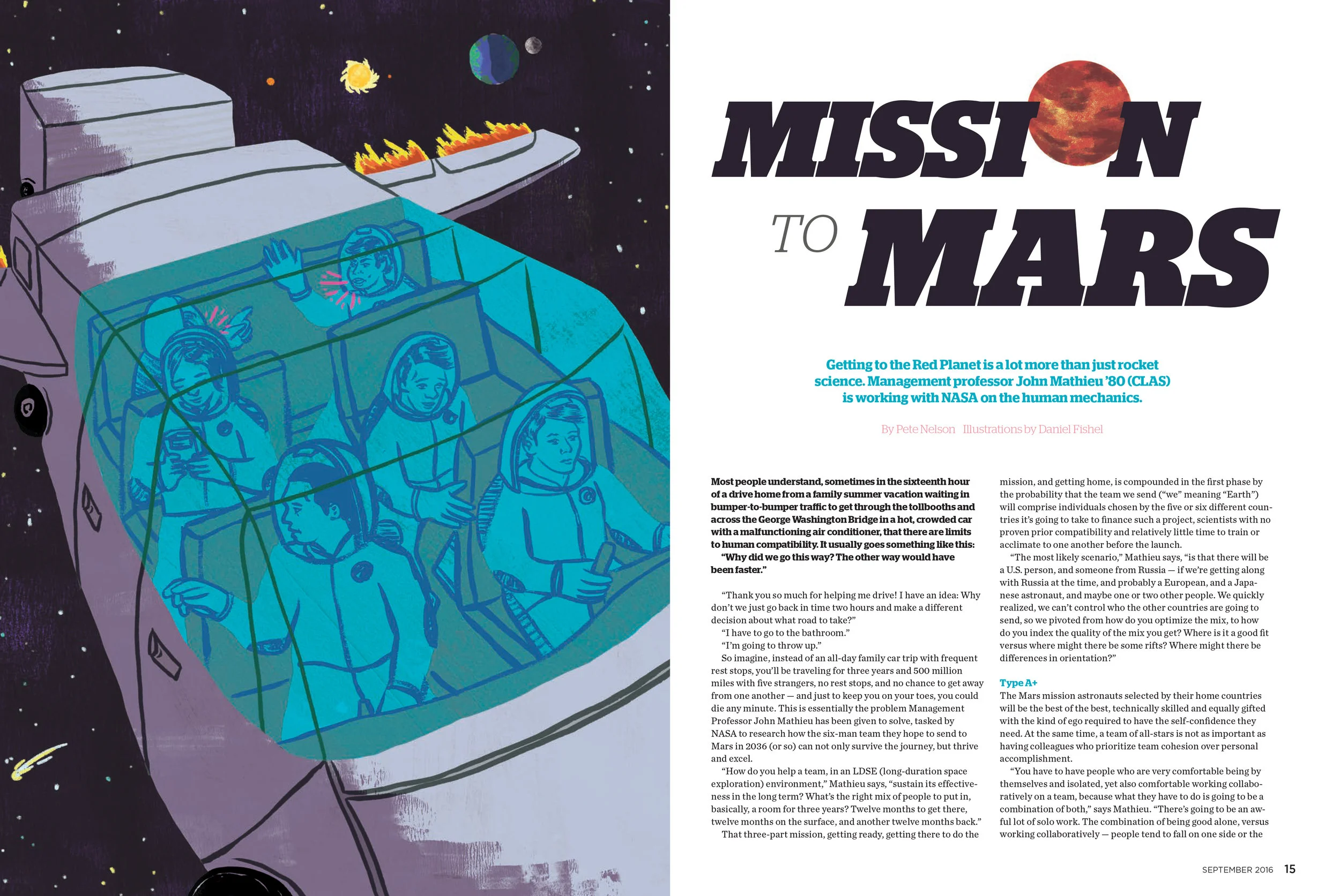 University of Connecticut Magazine -- How a UCONN Professor is working with the Mission to Mars team to help determine the best candidates to go on the trip