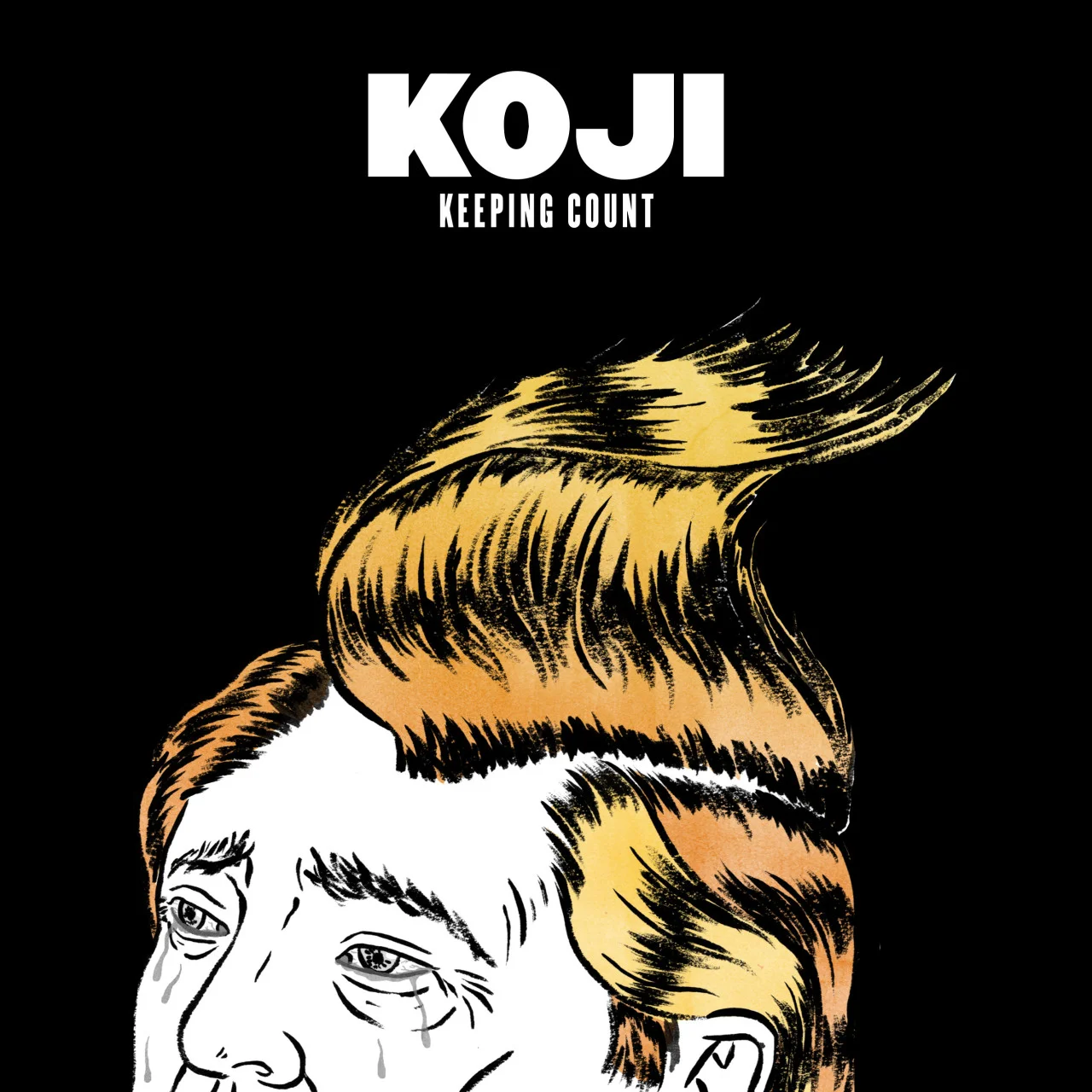 “Keeping Count” single | KOJI Andrew Shiraki, aka KOJI , asked me to work on cover art for a single he was releasing in response to Donald Trump. As KOJI put it in his recent interview with Alternative Press (AP)… “Keeping Count” is a pop meditation on empathy and compassion and about a figure like Trump questioning his reality, one built on status, material, money, and leverage. I hope that it gives people a chance to reflect on the stories we tell ourselves as a society and what is truly essential about living.” You can listen to the single here and purchase the single here in digital form or as a limited edition 7″ lathe. (Proceeds from “Keeping Count” benefit the Bernie Sanders campaign.) Read KOJI’s interview with AP on the song here .