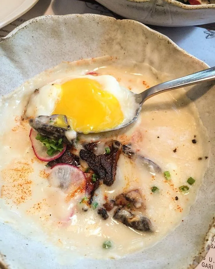 A #Rambla specialty - eggs cooked 65 degrees, with white bean sauce and shiitake mushrooms 🍳
