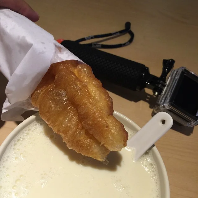 Classic Taiwanese brekkie - cold soy milk and you tiao (crullers) 😁 Gooooood morning!!!