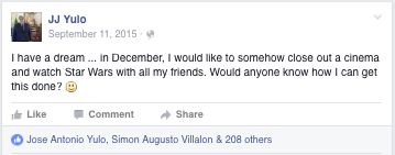  Screen cap. of the FB post last September. 9/11.2015 