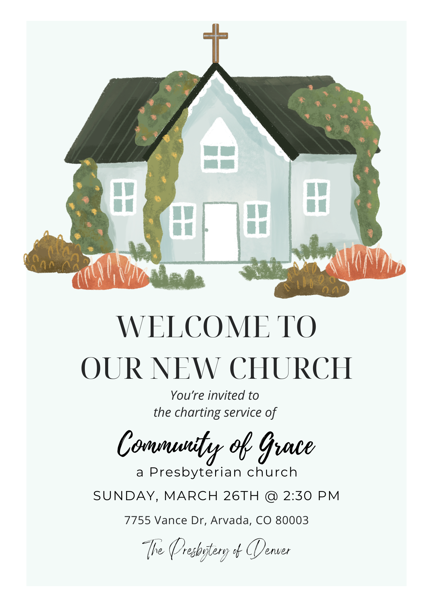 You are invited to the Charting Service of Community of Grace, a