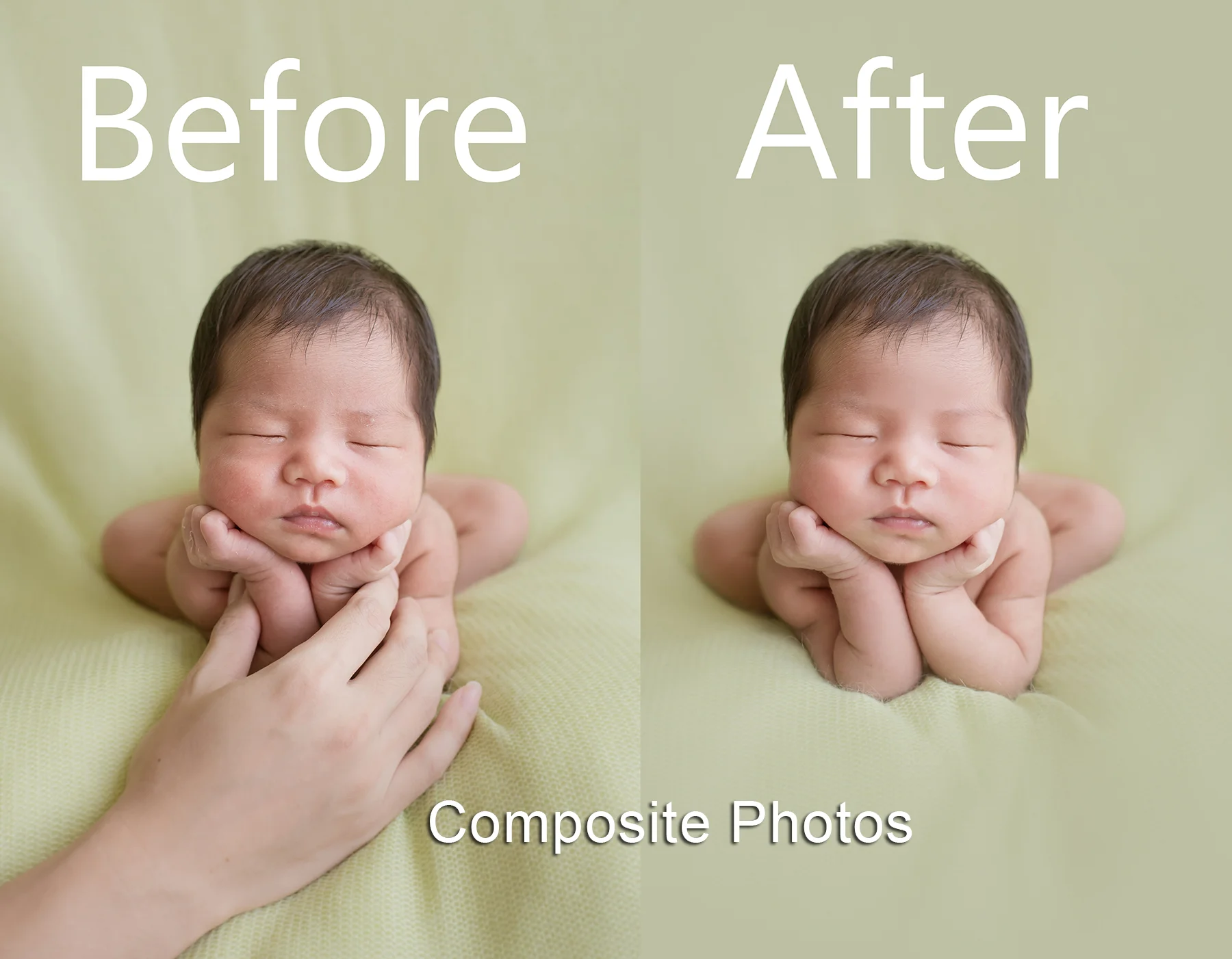 Before and after comparison — photo compositing technique, Mamamiyo Photography