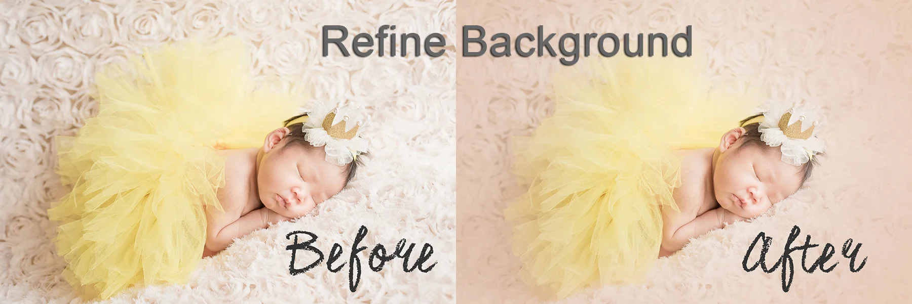 Before and after comparison — background refinement editing, Mamamiyo Photography