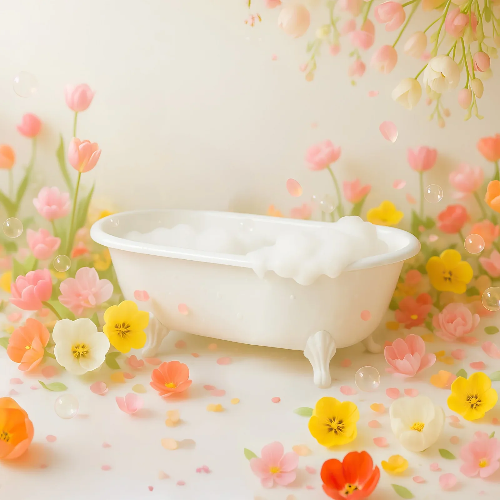 Floral bath background used to create a baby digital composition