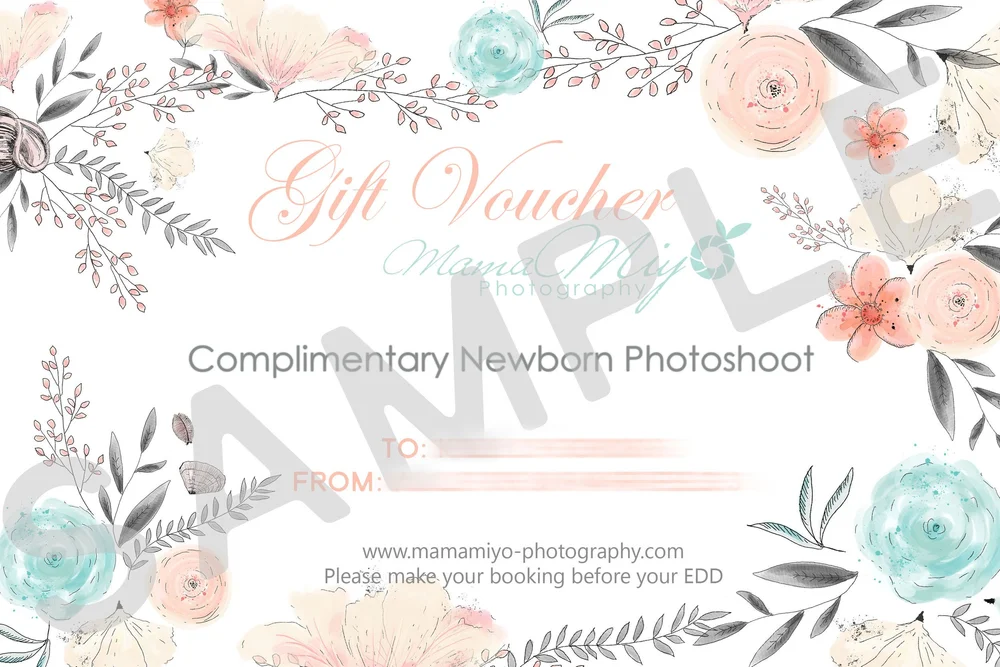 Sample Mamamiyo Photography newborn gift voucher