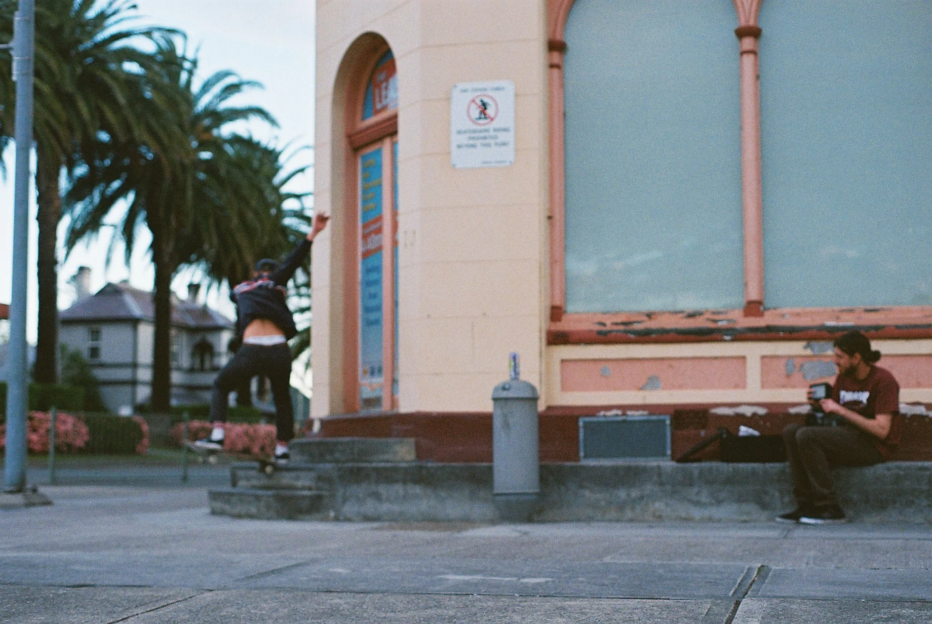 Jason, tailslide while Magin sets up the VX. Photo: Simon Lyddiard