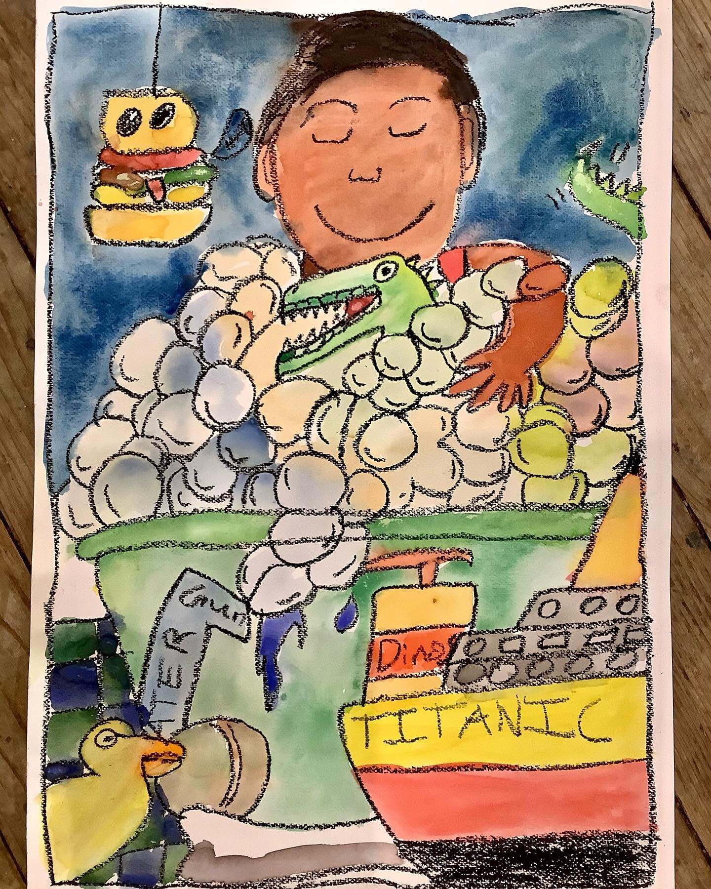 &lsquo;Bath time&rsquo; by Suchit, 10yrs.
.
.
.
.
#watercolour #kidsart #bathtime #bubblebath #painting #titanic #rubberduck #ruthtuckartschool #kidsartclasses #burnside #southaustralia