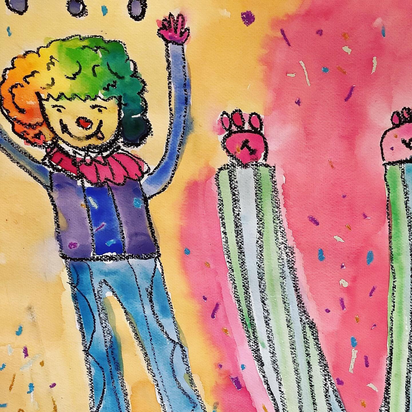 #christmaspageant #clown
Detail of artwork, by Emily 7yrs