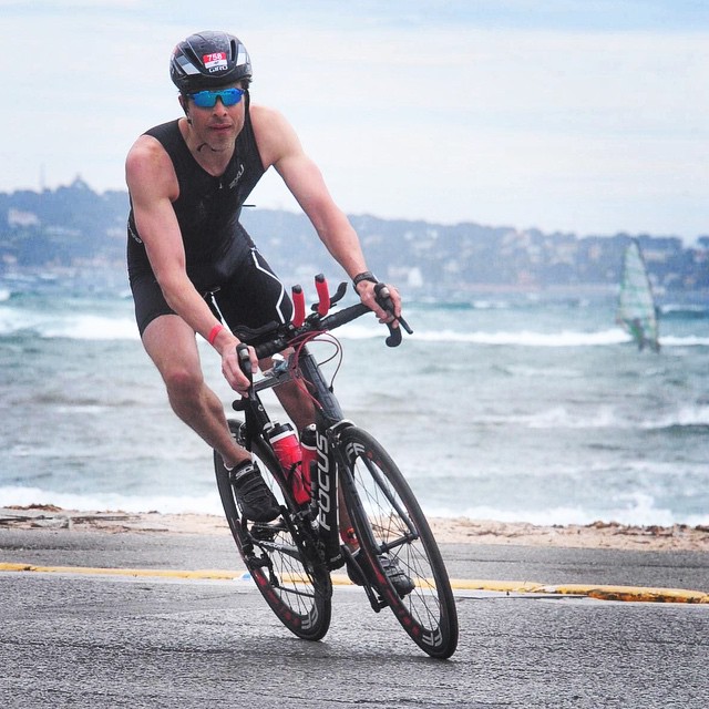 Stormy conditions during the bike leg