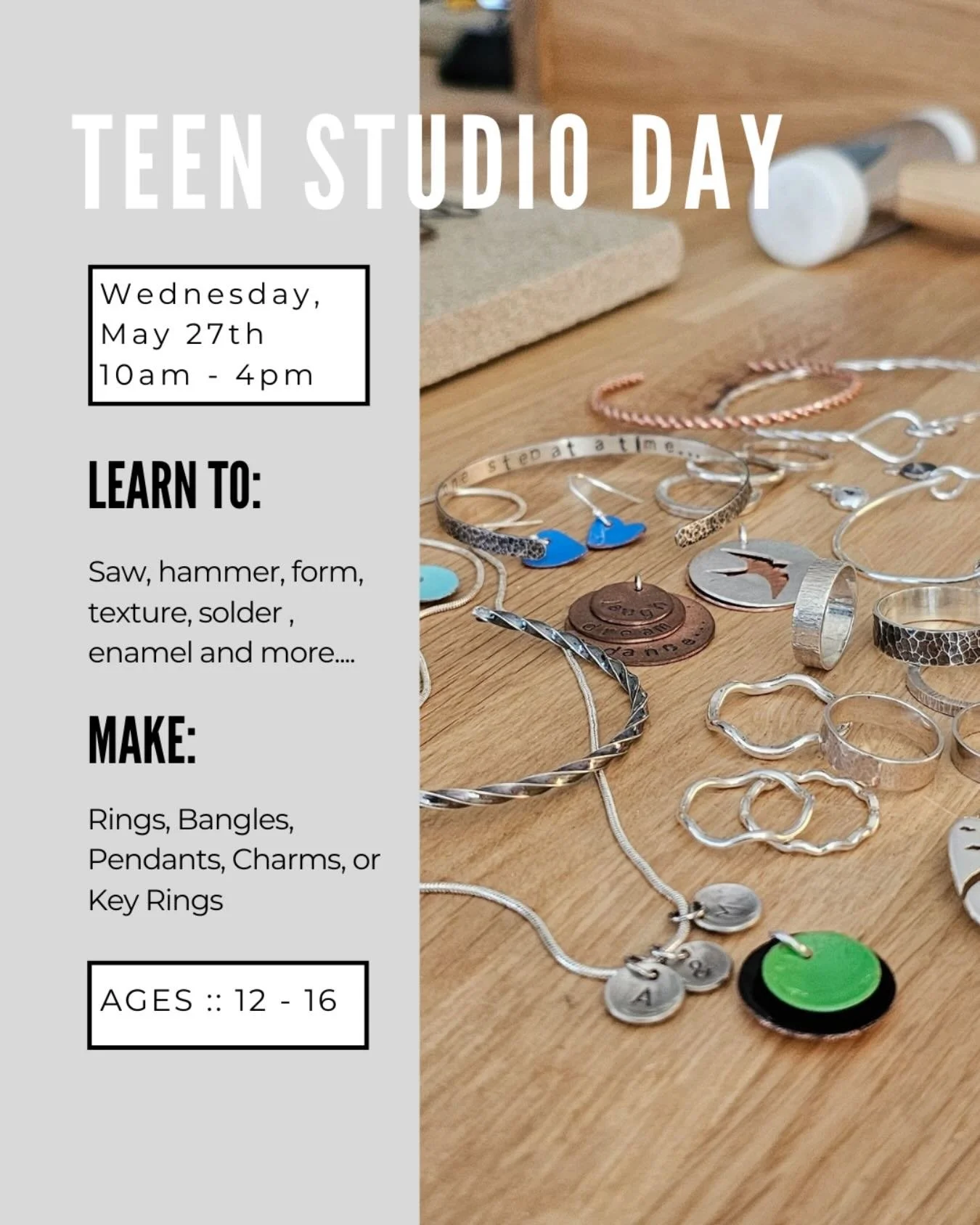 ✨ Teen Studio Day is BACK this May ✨

Join us on Wednesday, May 29th for a hands-on experience in our dedicated jewellery studio. 

Spend the day behind a real jeweller&rsquo;s bench, learning how to use professional tools and techniques while creati