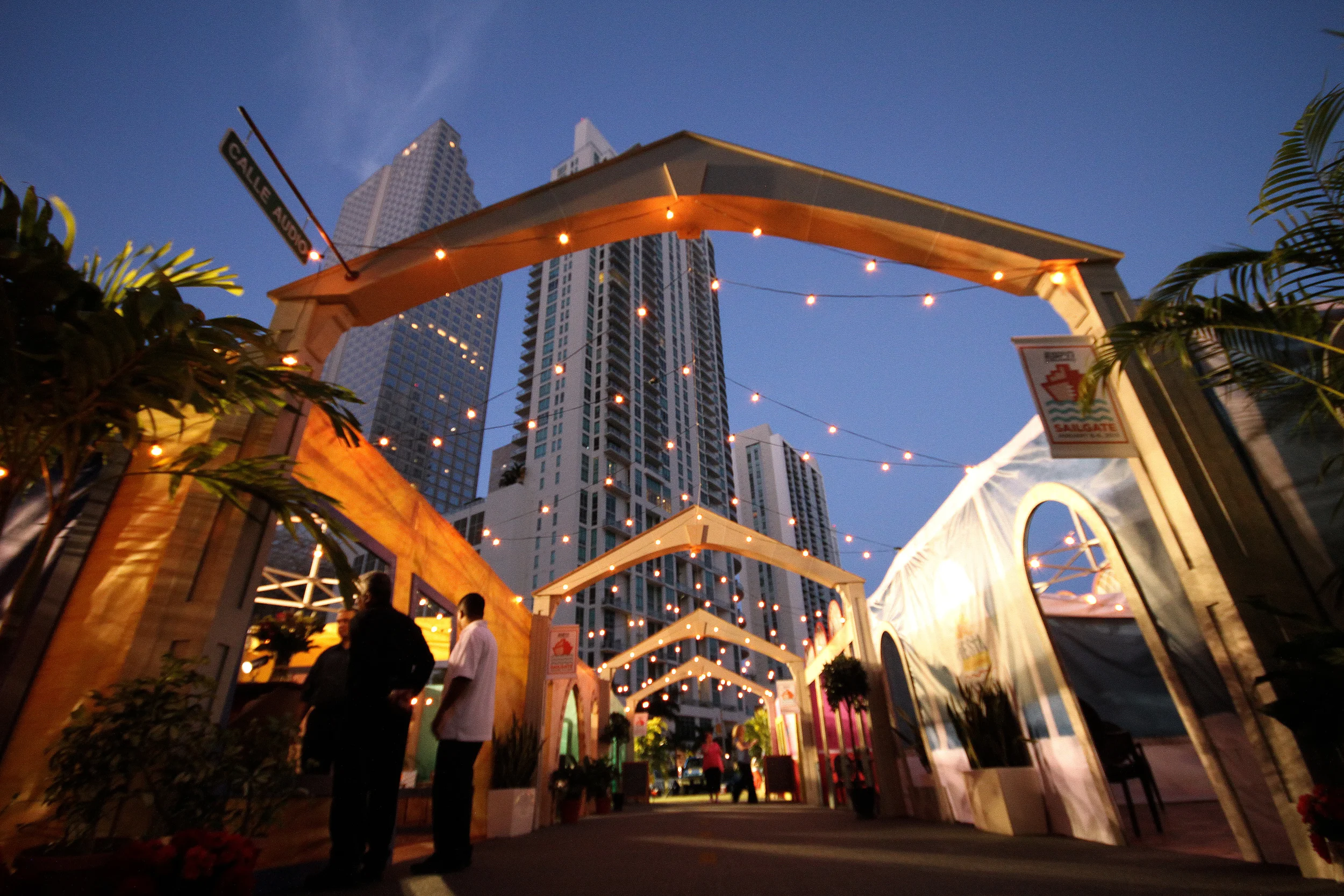   2013 BCS Championship Sailgate Event for ESPN Audio   This event, created for ESPN Audio, was designed to feature three unlikely companions; football, Miami, and local Cuban culture. It was built as a combination of hard and soft surfaces, includin