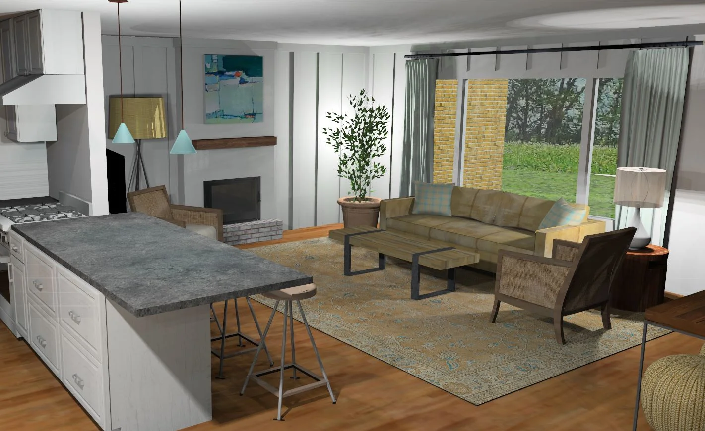   before and after pictures as well as renders of a farmhouse redux. another example of how helpful renders can be to give a client a sense of what to expect before construction begins.  