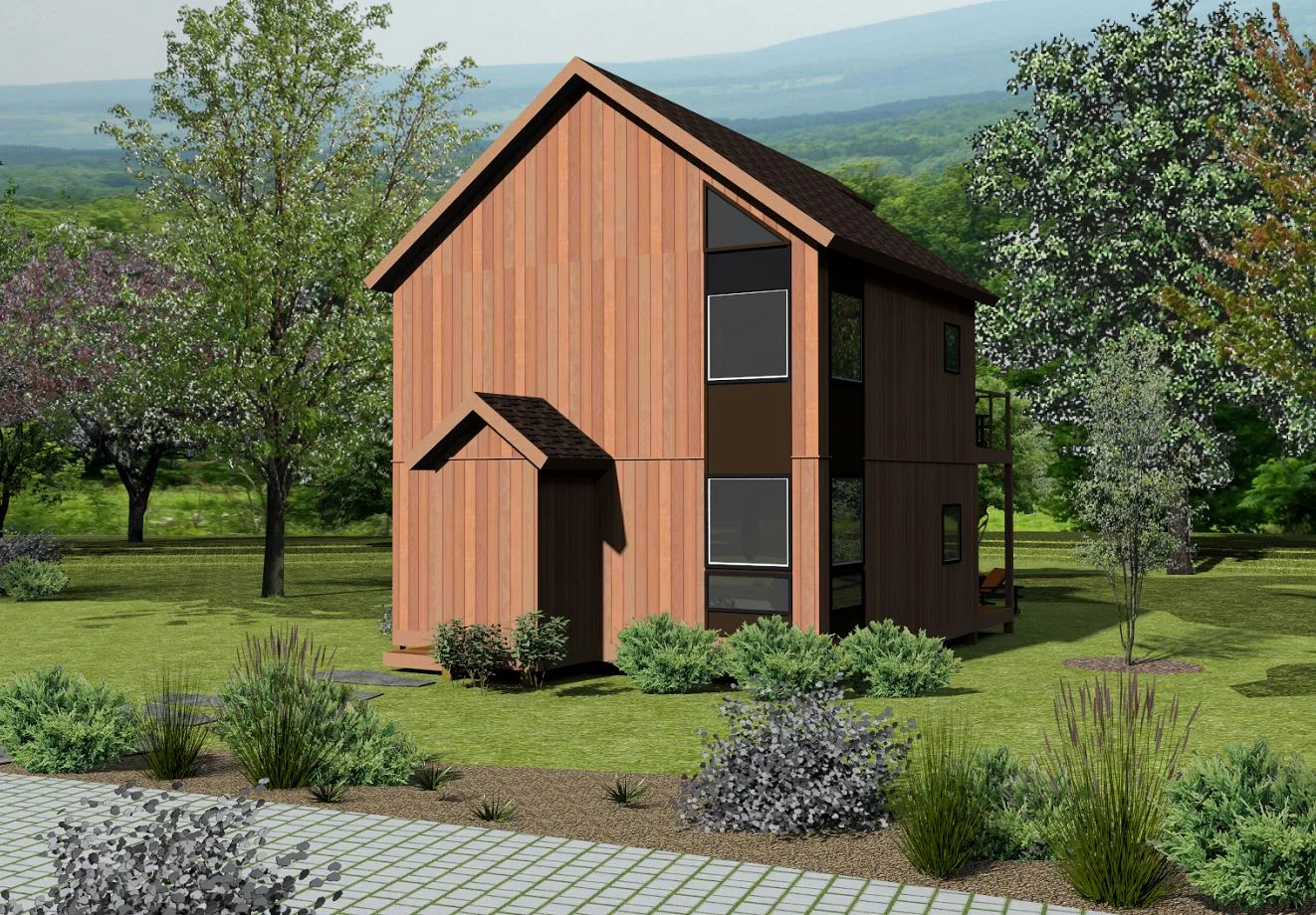  This modern design could work at the beach, the mountains or a lake. Two bedrooms/ 1 bath, 1000 sq. ft. yet plenty of space. Always happy to discuss my designs as is or adapt for a client's specific needs/ wants. 