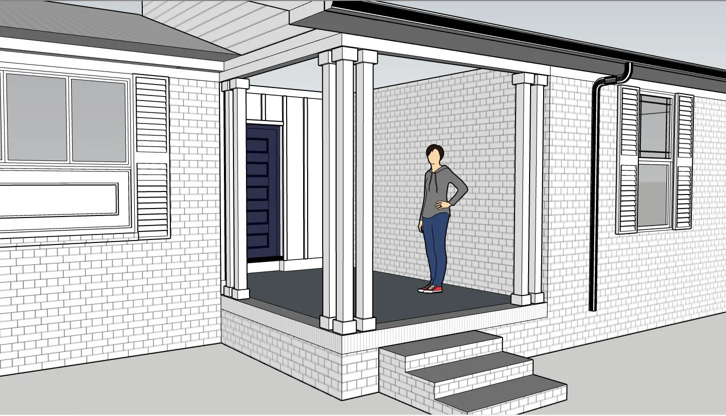  option 1; simple columns with wrapped trim to create a solid plinth and capital. 