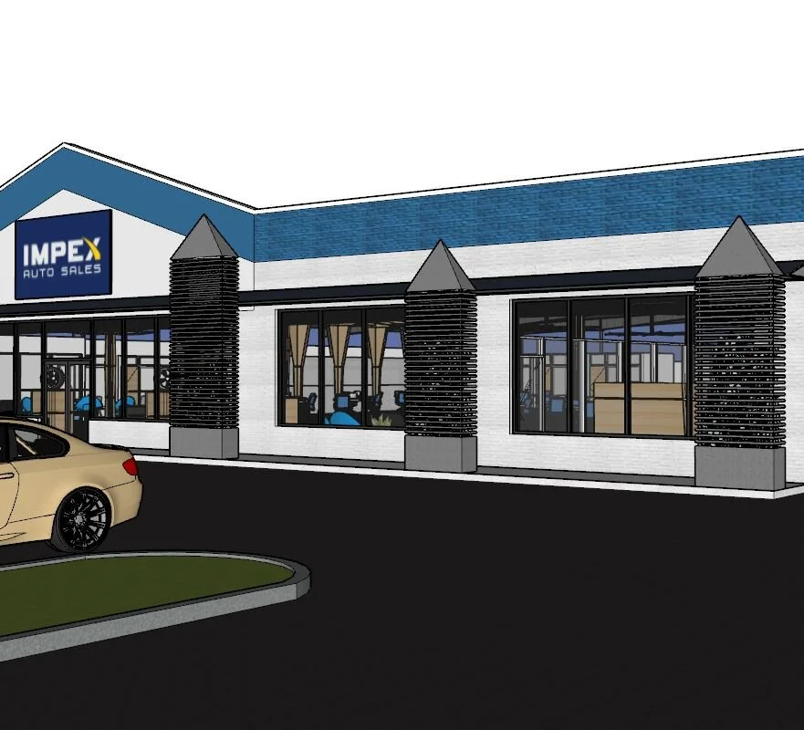  currently under construction, the new 20,000 sq ft showroom for Impex Auto Sales should be open in late 2020. I have designed a complete update for the former furniture showroom, including custom maple woodwork including architectural columns. More 