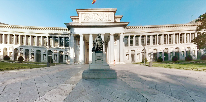Photo orientation and navigation. Visualisation of the Velazquez Entrance, Museo del Prado, Madrid
