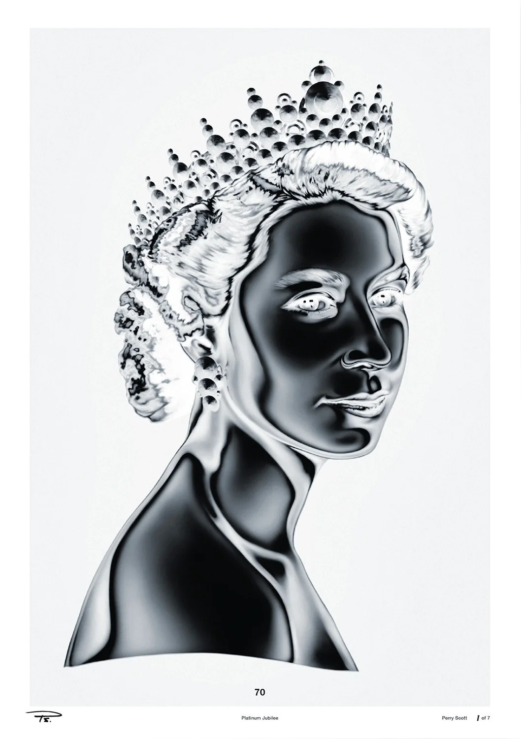 Platinum Gleam Queen (Black on Off-White), by Perry Scott
