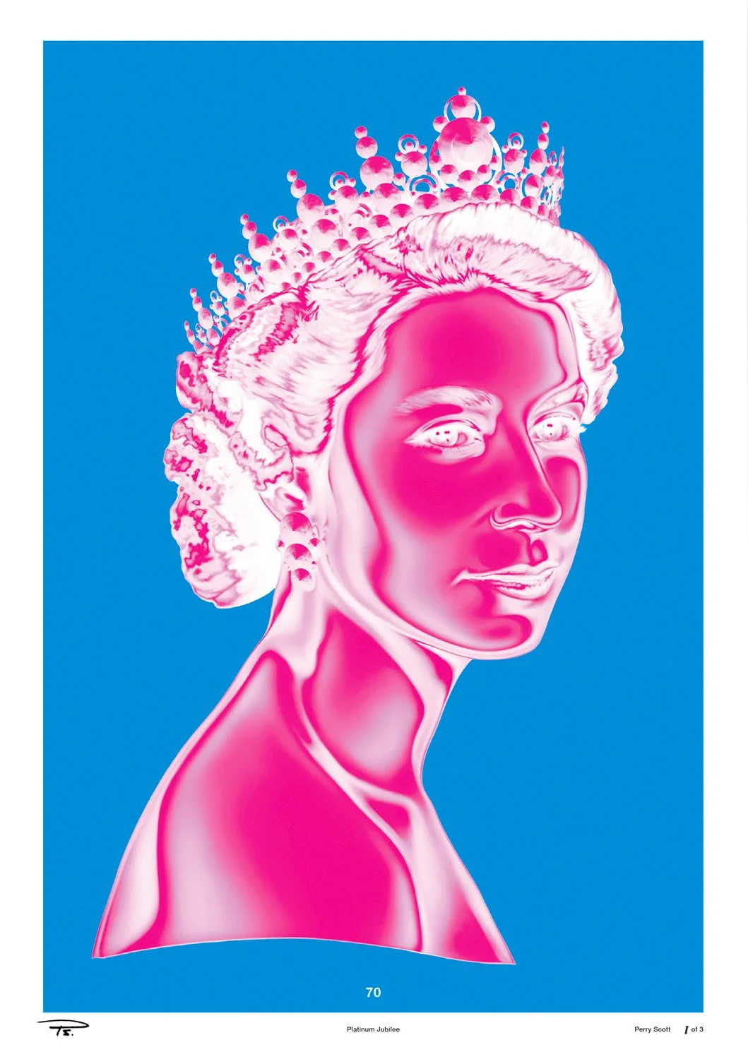 Platinum Gleam Queen (Magenta on Cyan), by Perry Scott