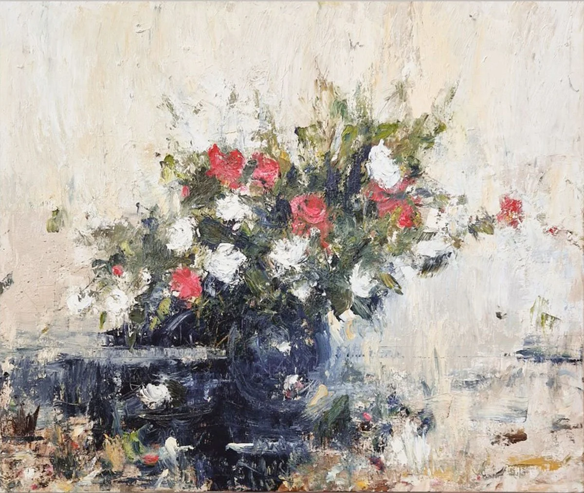 Roses in a Round Vase