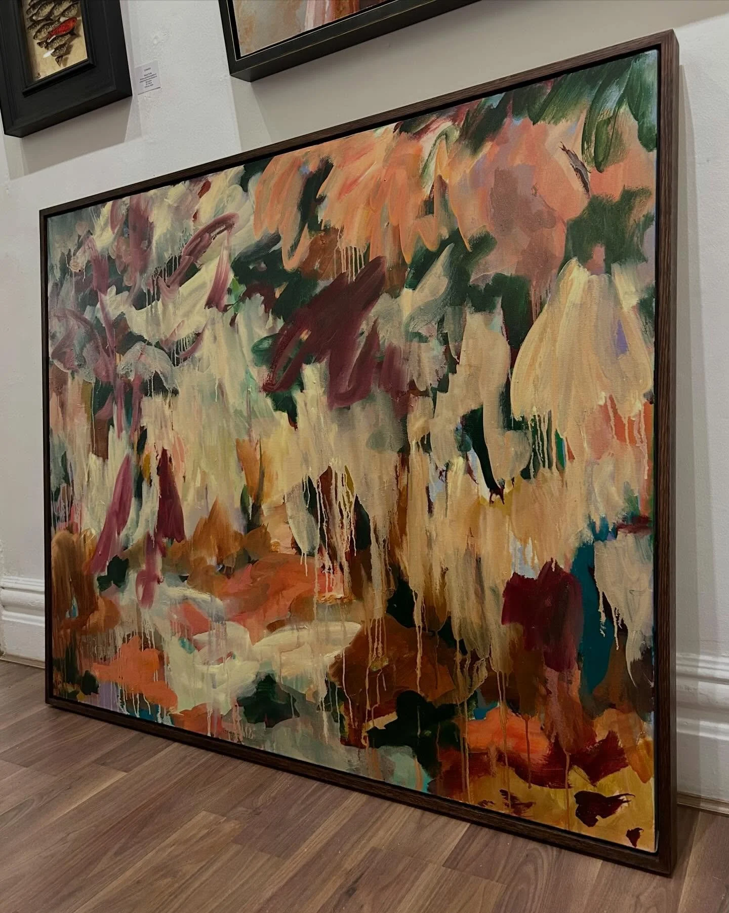 This gorgeous painting by @marywestpaintings has just come back from our framer James Kelman @art.bench.framing and is ready to be hung at the gallery soon, unless it gets snapped up before then.

Mary West
Fall, Leaves, Fall
2025
Oil on canvas, in a