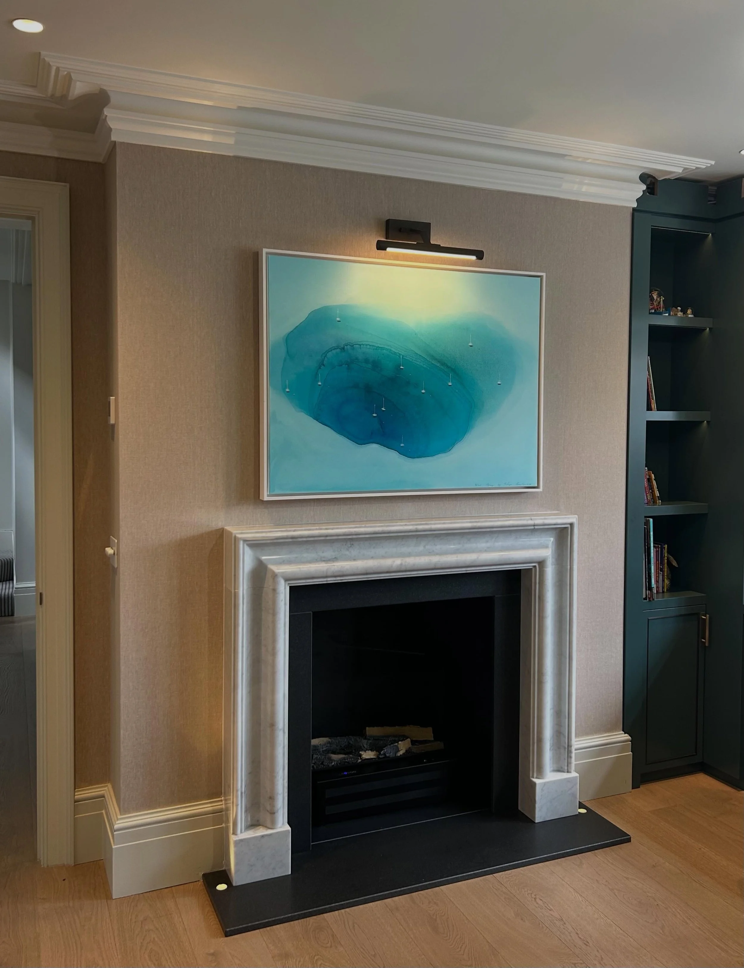 This beautiful #bluebay #painting by @y_martynova_ has found its way to a gorgeous home in Wimbledon, thank you to the collectors for making a great choice and thank you to Yuliya for creating these stunning works, we have more available in our galle