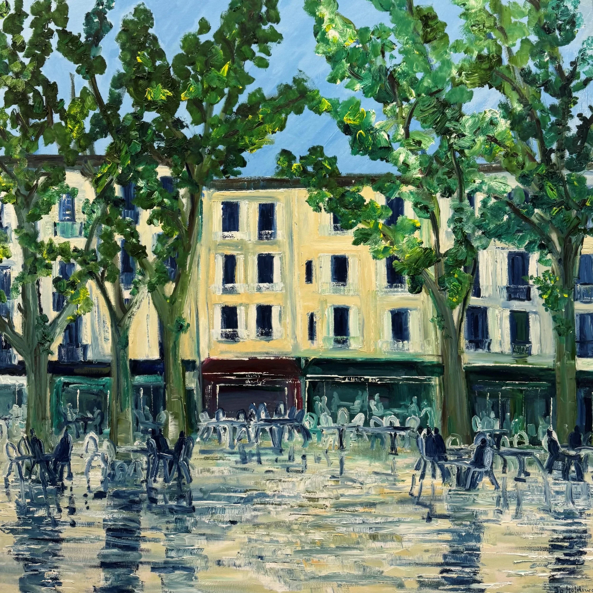 Stunning new @joholdsworthstudio French painting in our @adlibgallery window in Wimbledon village this weekend.

This large new painting features Aix-en-Provence where Paul C&eacute;zanne was born in 1839 and returned to live later in his life. Jo&rs
