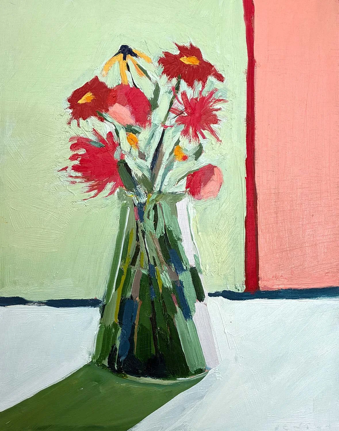 Dahlias with red