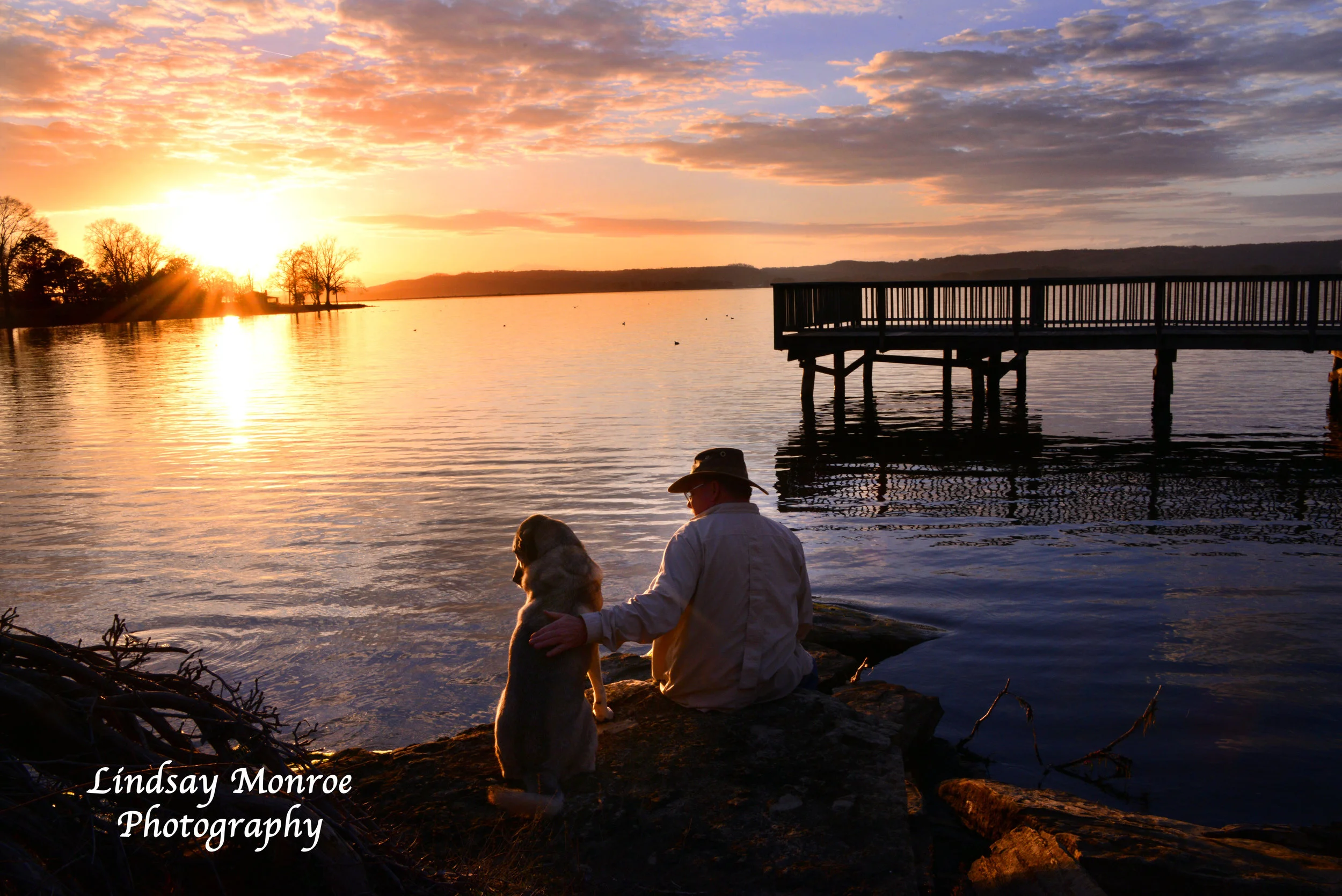 Phillip and Lucky at sunset. Guntersville AL