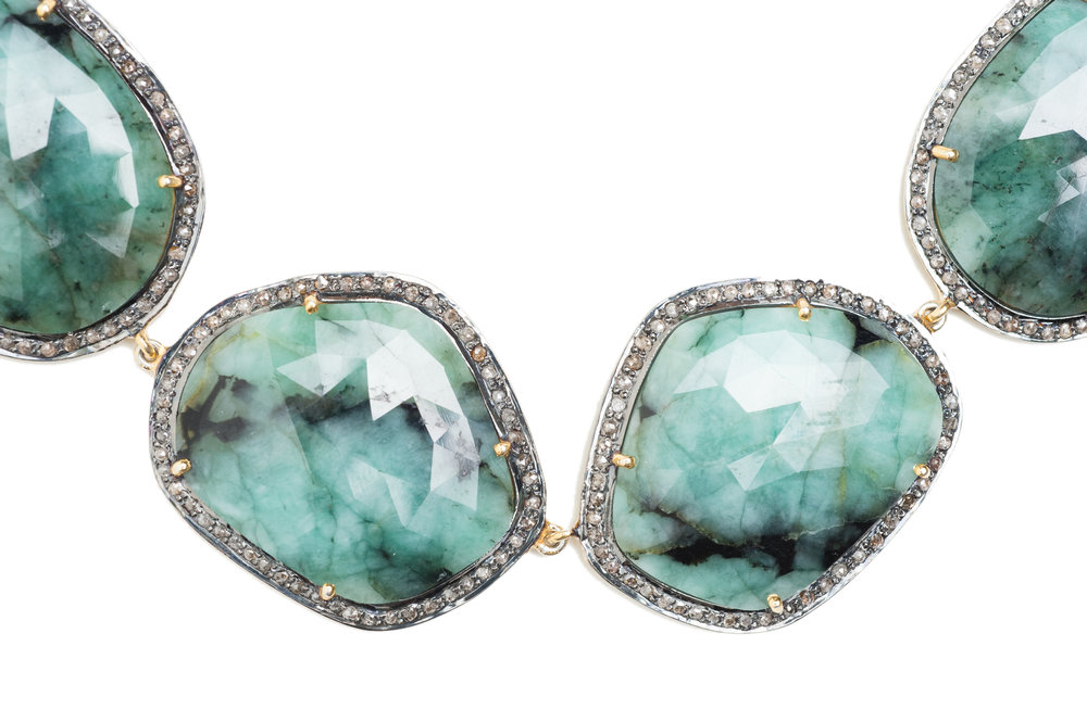 Emerald Jewelry Loose Gemstone. Natural Emerald Designer Cut Slice Emerald Fancy Faceted Slice Emerald Rose Cut Slices