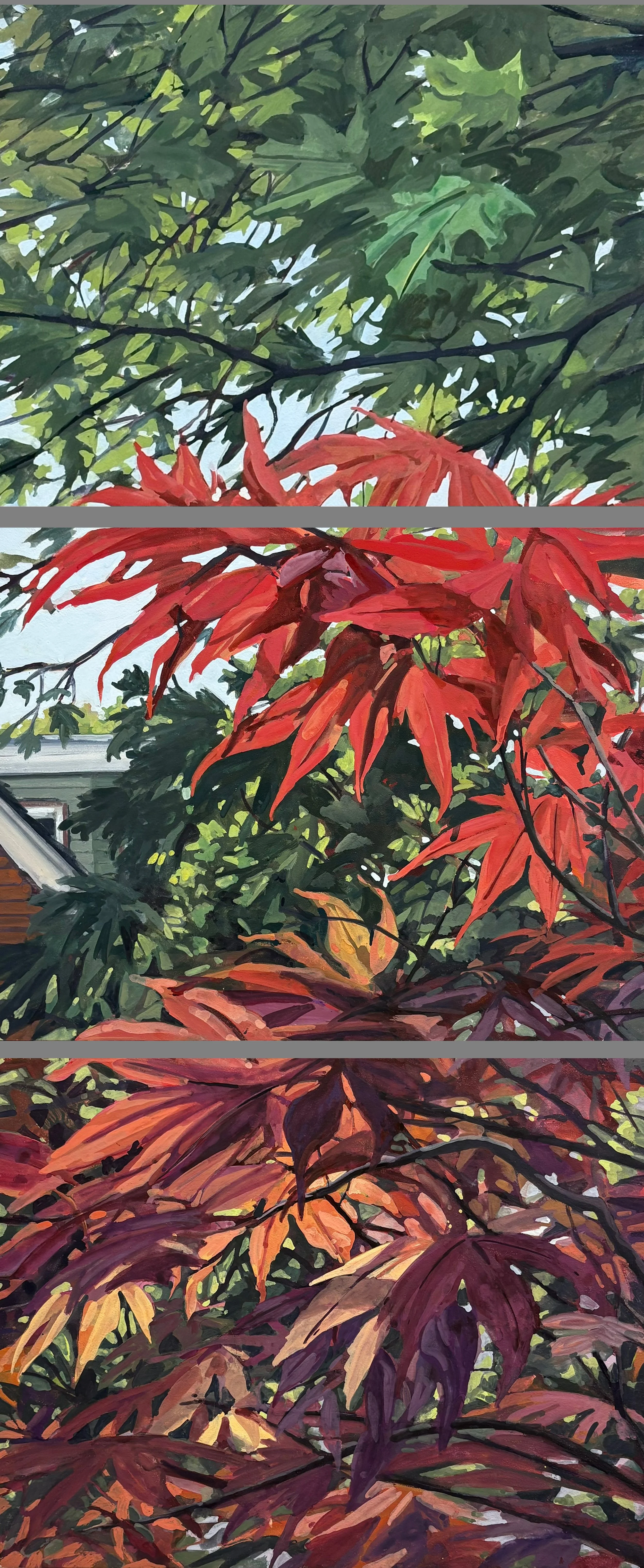 Green, Red, Purple (triptych)