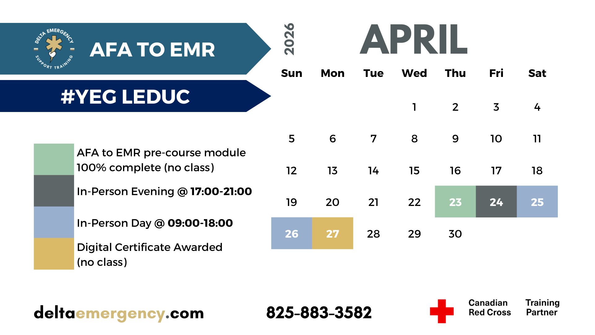 AFA to EMR Bridge Calgary and Leduc April 2026 Calendar Delta Emergency Support Training and the Canadian Red Cross (2).png