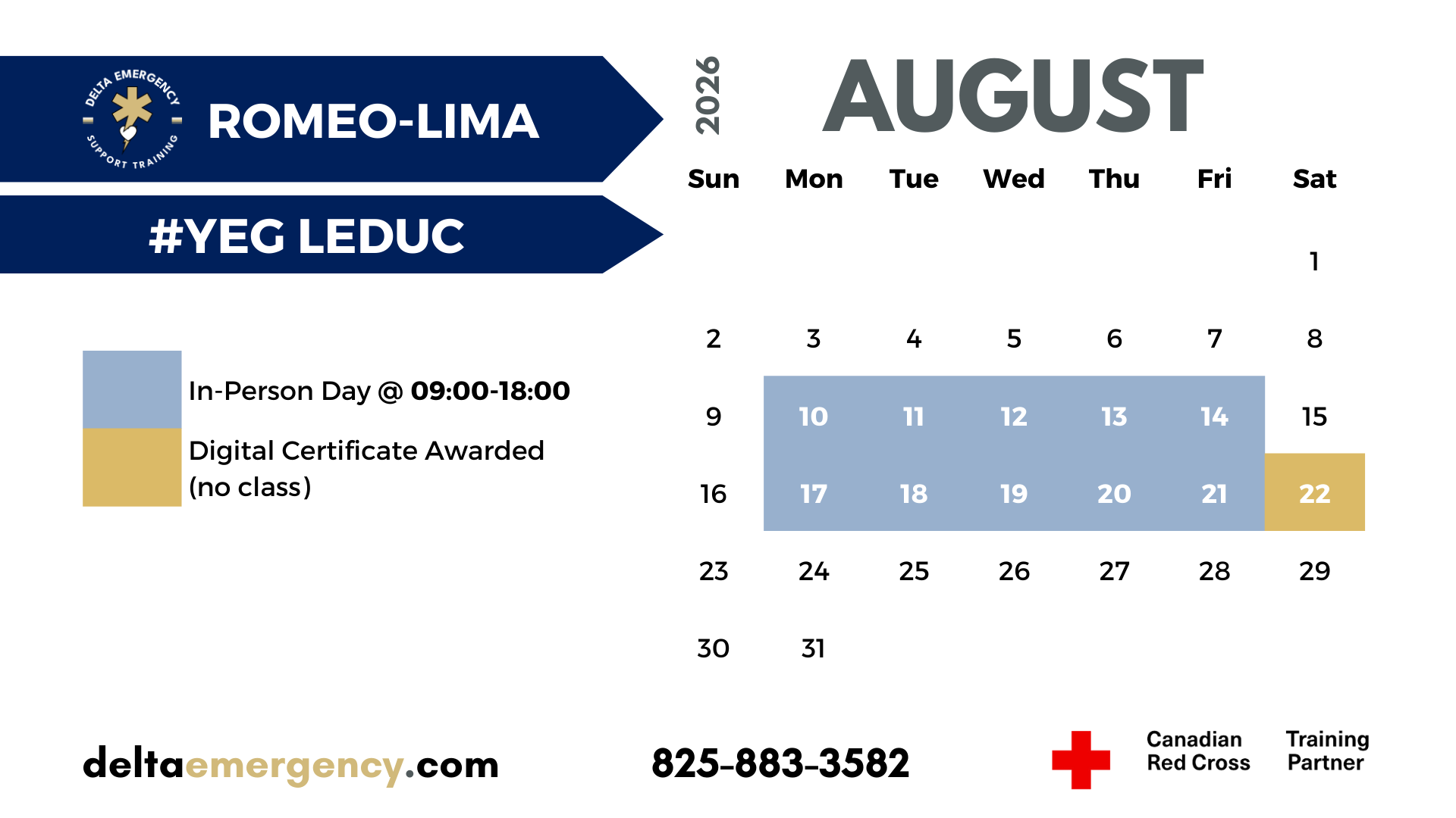 Romeo-Lima Cohort Edmonton April 2026 Advanced First Aid BLS CPR Calendar Delta Emergency Support Training and the Canadian Red Cross.png