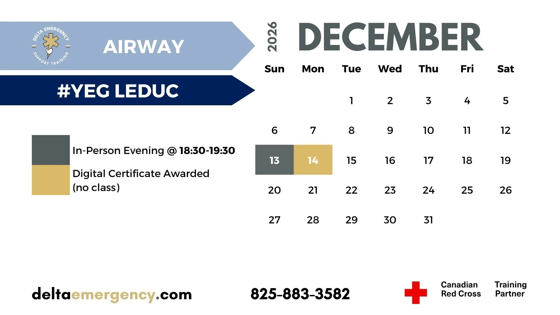 AIRWAY MANAGEMENT Certification Leduc December 2026 Advanced First Aid BLS CPR Calendar Delta Emergency Support Training and the Canadian Red Cross.jpg
