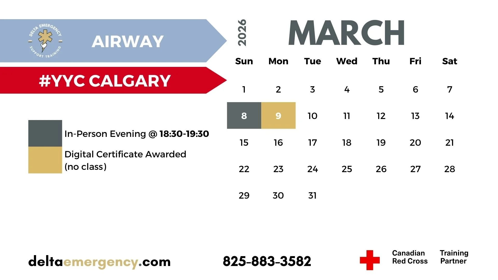 AIRWAY MANAGEMENT Certification Calgary March 2026 Advanced First Aid BLS CPR Calendar Delta Emergency Support Training and the Canadian Red Cross.jpg