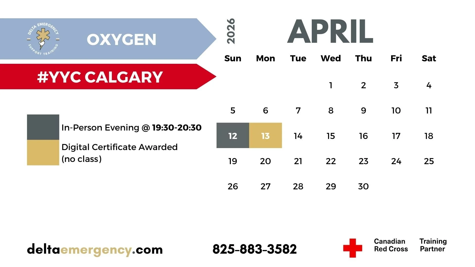 Oxygen Therapy and Oxygen Administration Certification Calgary April 2026 Advanced First Aid BLS CPR Calendar Delta Emergency Support Training and the Canadian Red Cross.jpg