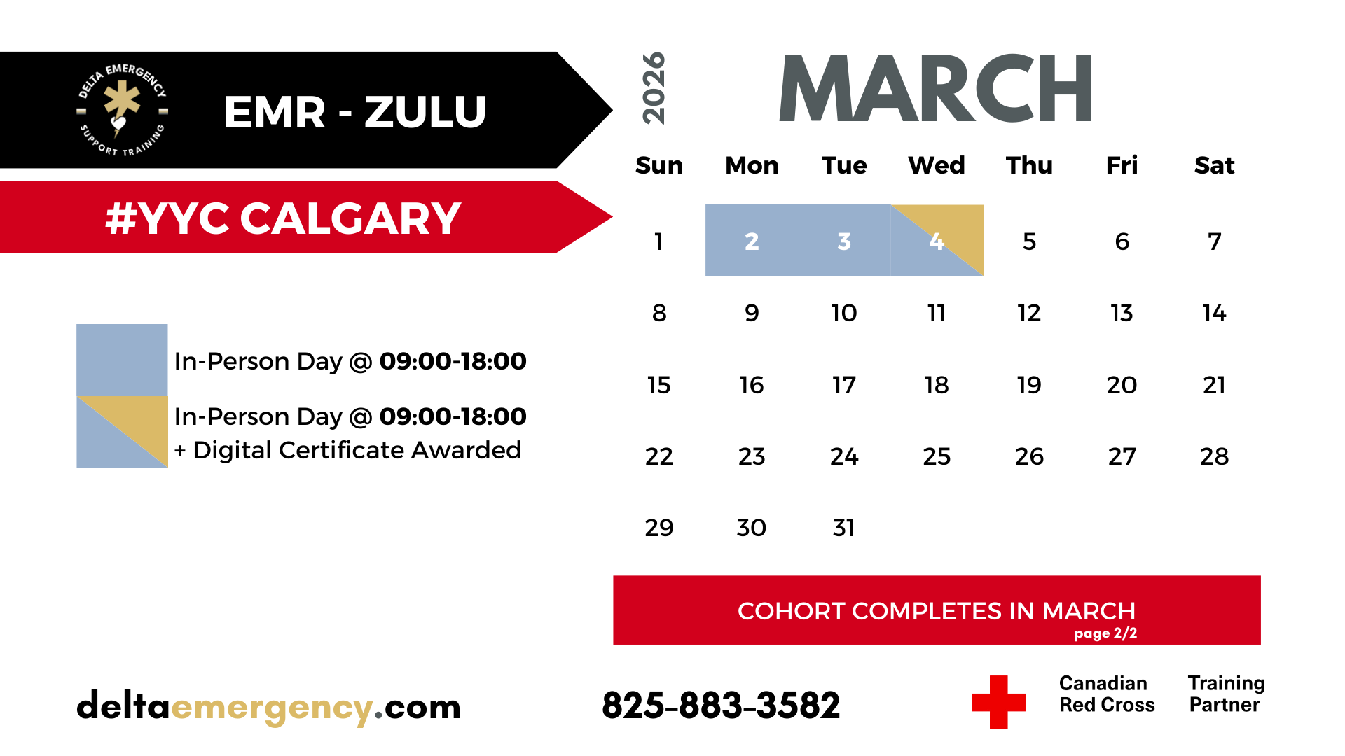 ZULU EMR Cohort February 2026 Advanced First Aid BLS CPR Calendar Delta Emergency Support Training and the Canadian Red Cross (2).png