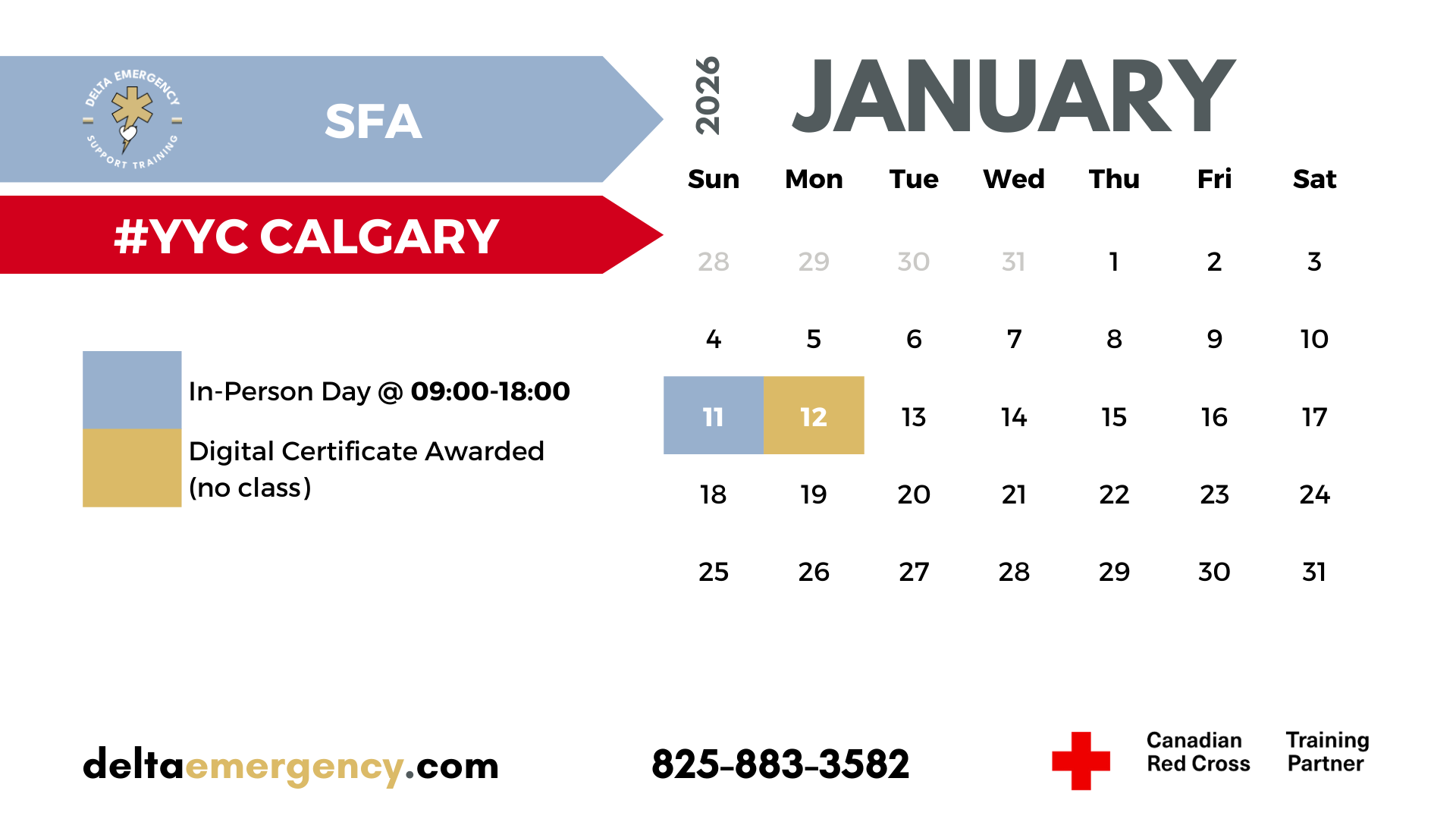 Standard First Aid Calgary January 2026 Calendar Delta Emergency Support Training and the Canadian Red Cross Intermediate First Aid.png
