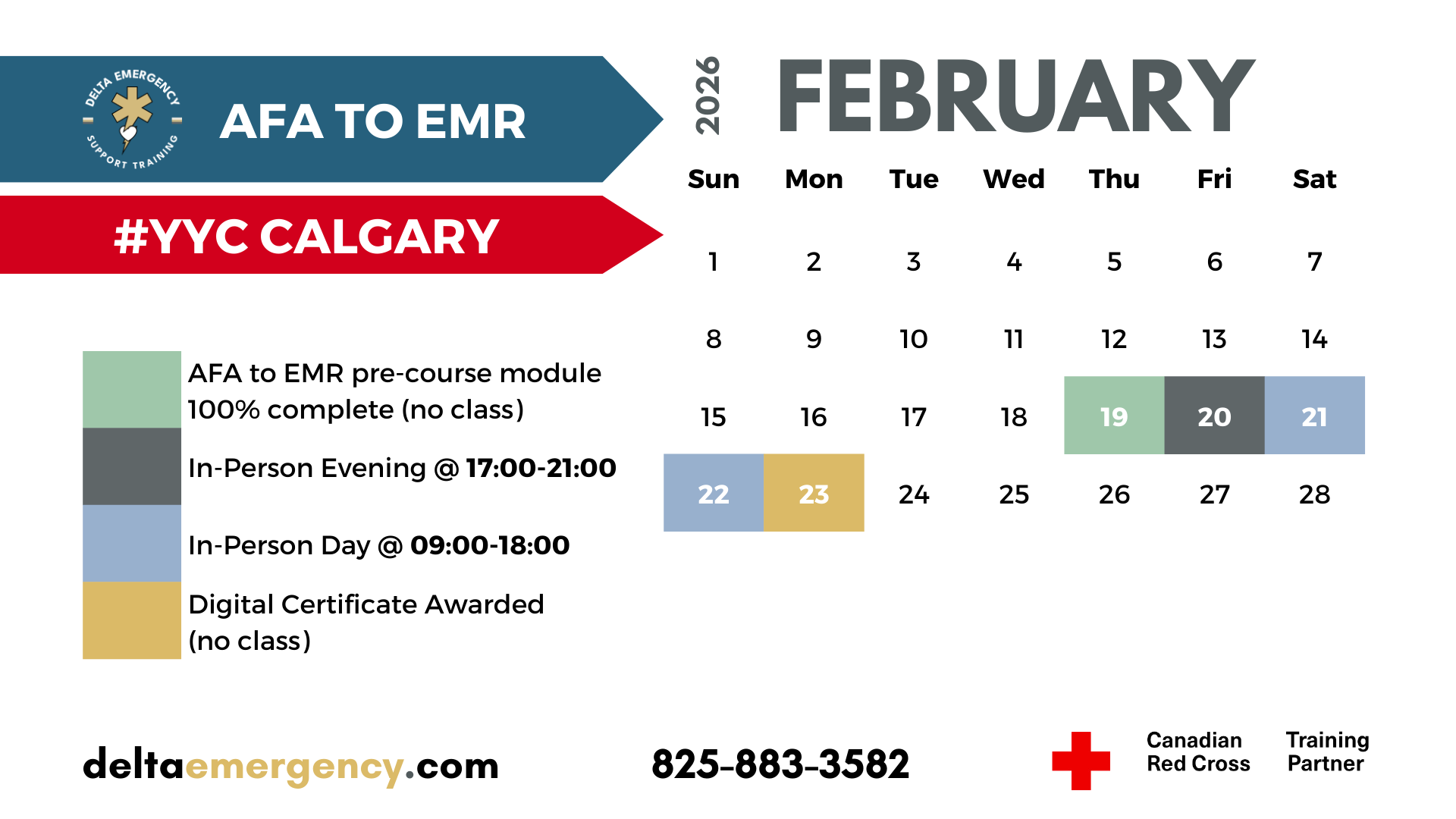 AFA to EMR Bridge Calgary and Leduc February 2026 Calendar Delta Emergency Support Training and the Canadian Red Cross.png