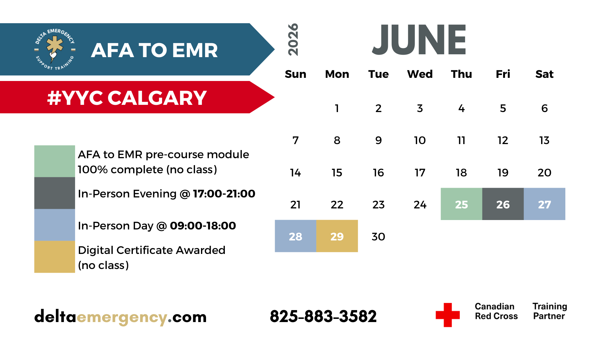AFA to EMR Bridge Calgary and Leduc June 2026 Calendar Delta Emergency Support Training and the Canadian Red Cross.png