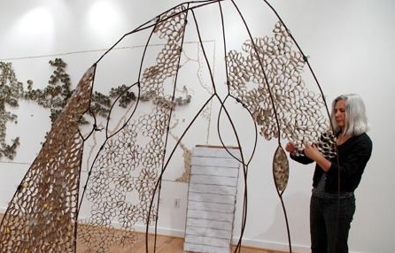 Constructed Cocoon, Re-used Paper and cocoons, 8' x 8', 2013.jpg