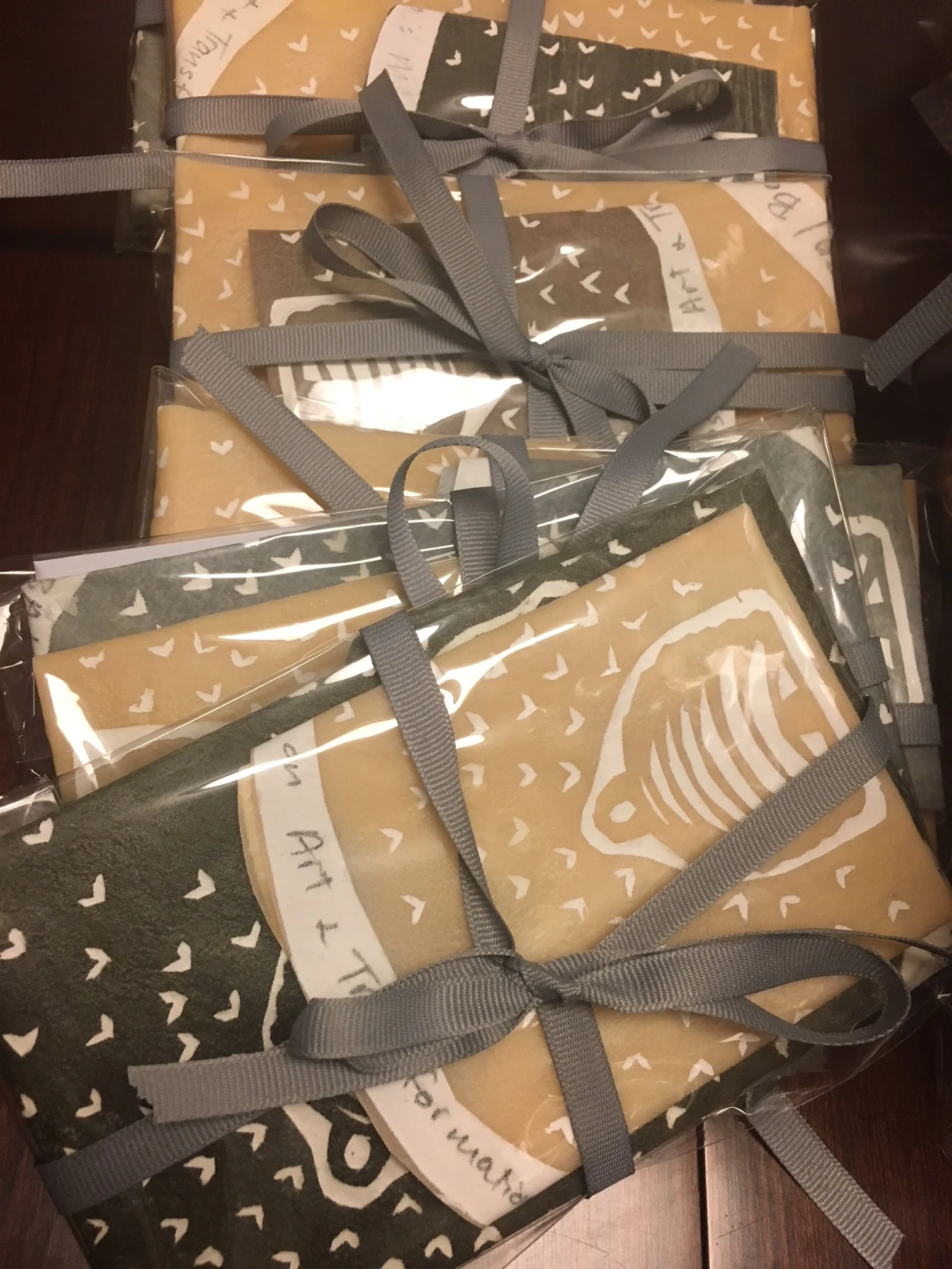 Gift Food Wraps printed and made by the artist for sale in the Beall Dawson Museum Gift Shop. Proceeds go toward the Montgomery County Bee Association, MD.