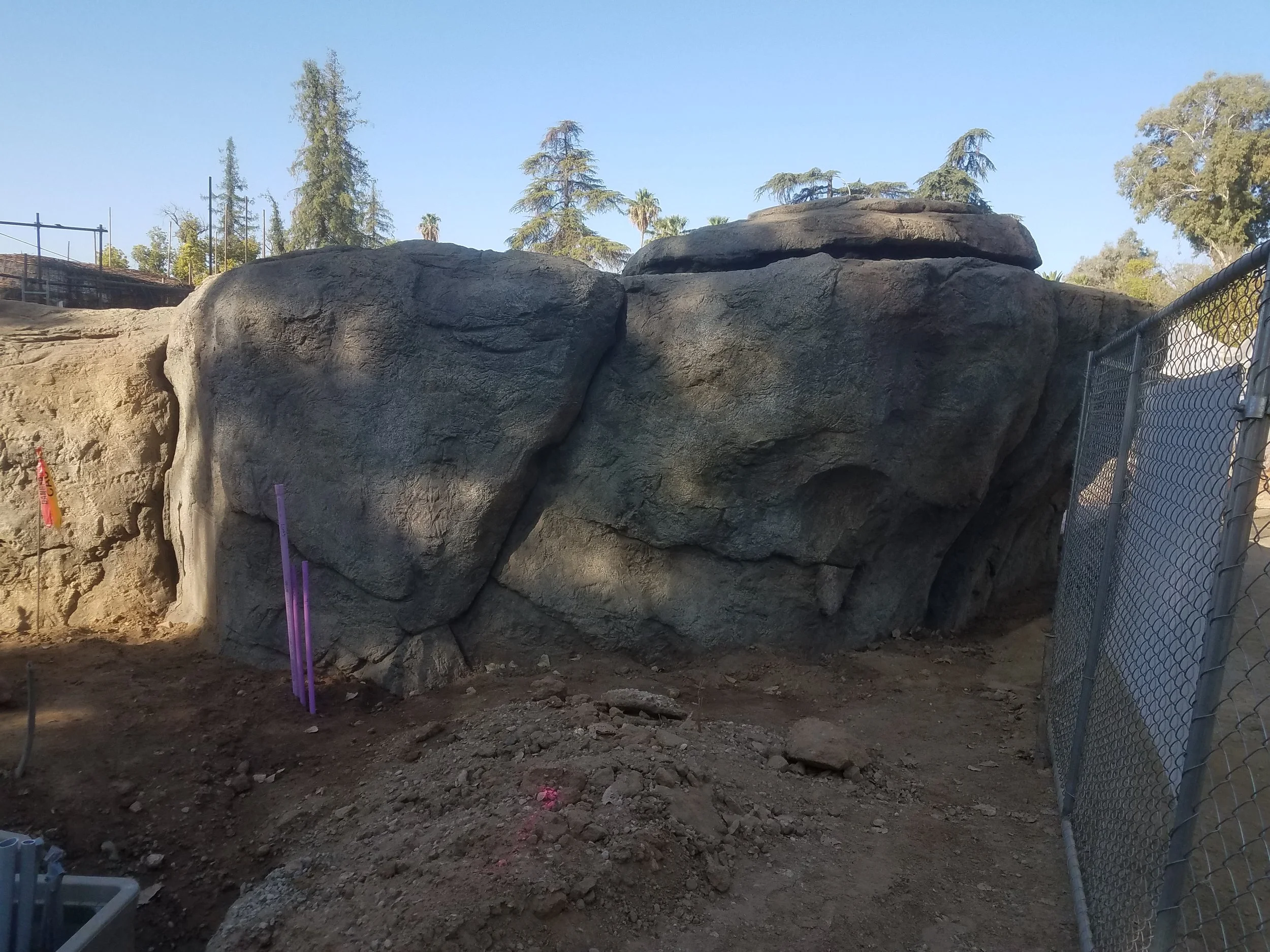 Inside the enclosure. Custom rock.