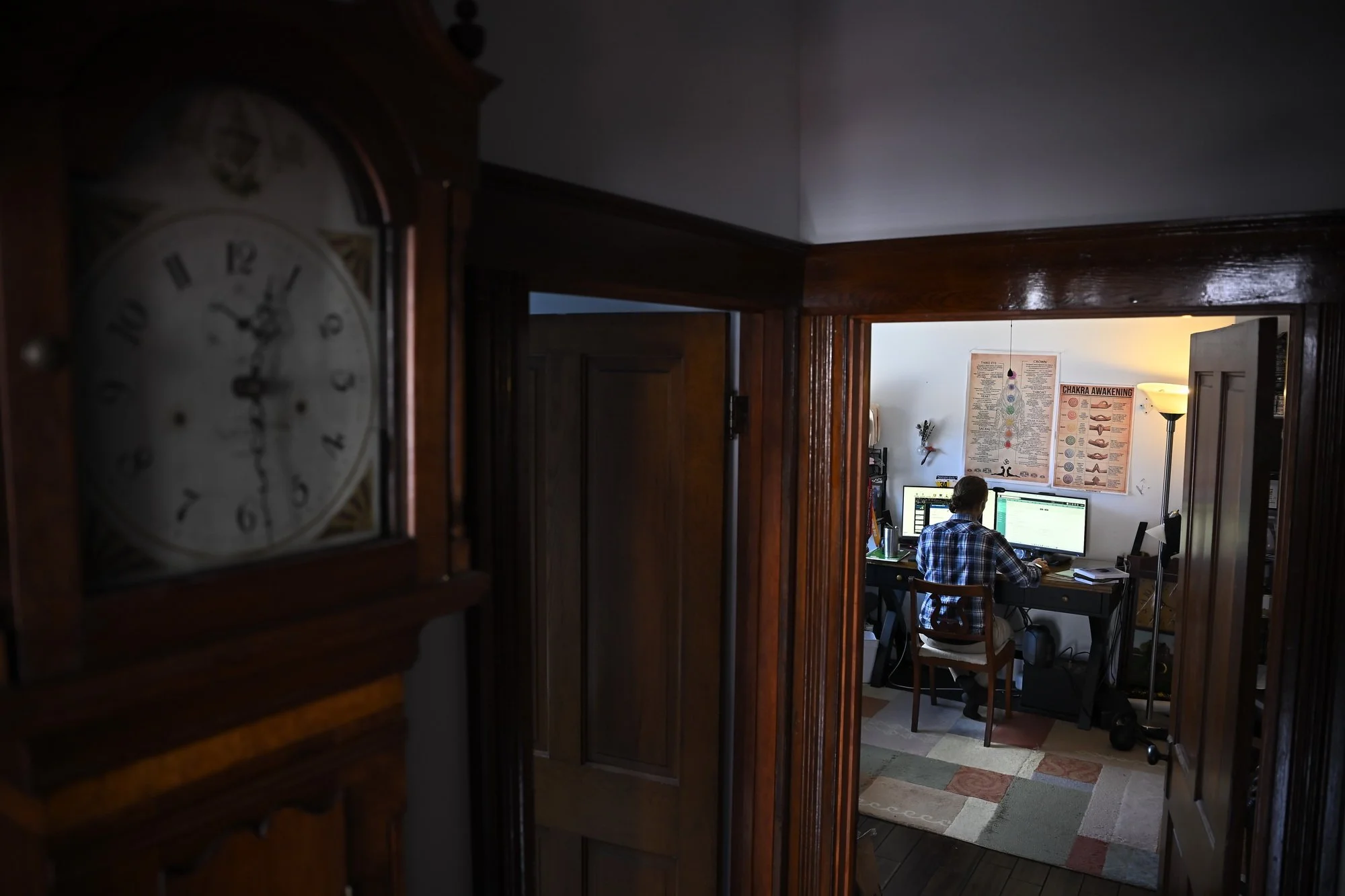   John Meng, 46 , a Maysville native, works from his home office as a security compliance professional, a job he has had for the past 23 years. After being "glued to the screen," he seeks to rejuvenate by connecting with nature and engaging in sports