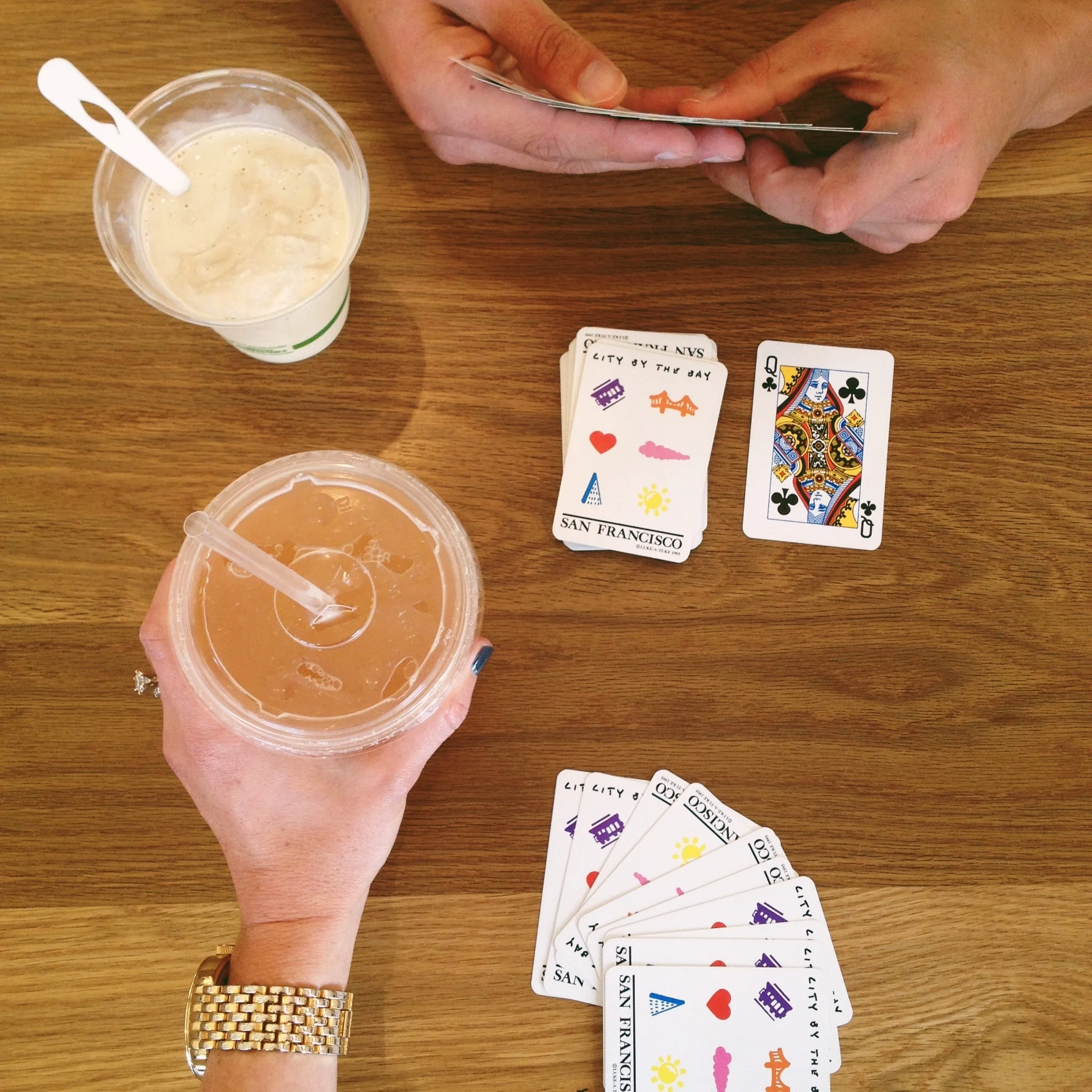 Afternoon treats and playing rounds of gin. 