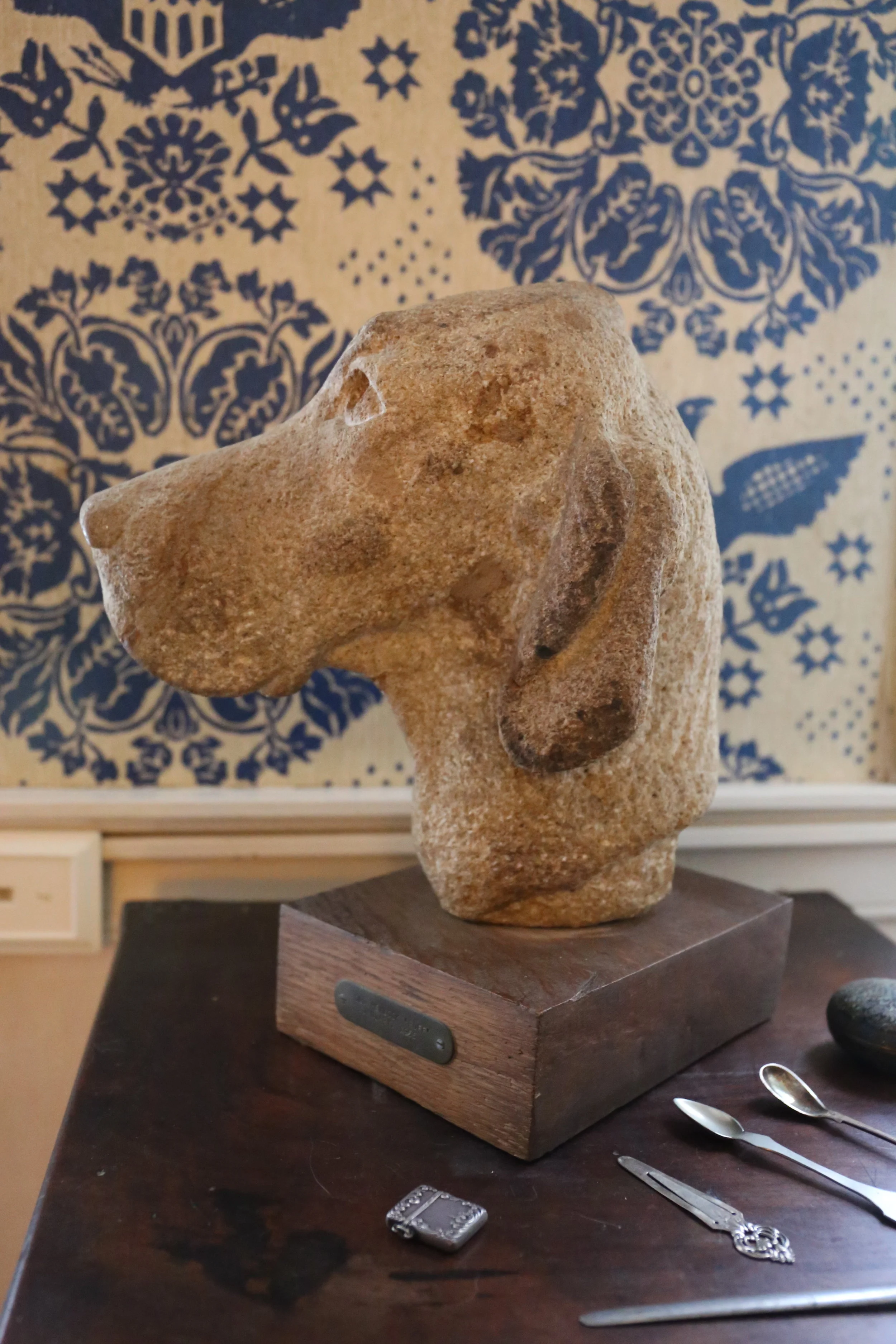 Sandstone bust of OH Ruff's magnificent head sculpted by George.