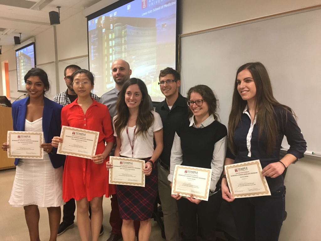 Alyssa, second on right, with the other winners of the oral and poster presentations. 