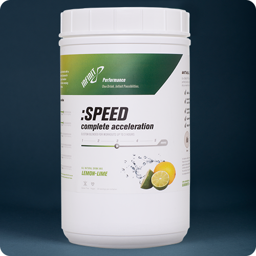 :SPEED - No other product on the market is formulated specifically for the demands of going fast. INFINIT created SPEED (formally the < 2 hr formula) specifically for the lactic acid bath that is SPEED. Higher percentage of INFINIT Glucose for energy with long chain glucose polymers and medium electrolytes eliminate any stomach distress during anaerobic efforts. INFINIT exclusive blend of three carbohydrate sources enables your body to process calories up to 40% more efficiently than other commercially made products available. SPEED tastes great, even warm and will not sour in the heat. Remember, most everything tastes fine while sitting on the couch. The real test is how does it taste long into a workout and after it is warm. If it is not drinkable, you will not get the calories and electrolytes needed to perform your best. SPEED blends three different carbohydrate sources (maltodextrine, glucose and sucrose) and enables your body to process calories up to 30% more efficiently than other commercially made products available. (Read more about caloric absorption rates. 16,Serving $39,99 1, serving $2.99