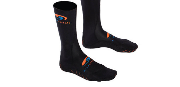 Swim Socks Price $30 Form fitting neoprene socks not only keep your toes warm when swimming in chilly waters, but they help prevent injury to the bottom of your feet when walking or running on rocky surfaces. They come in handy on long transition runs too. 